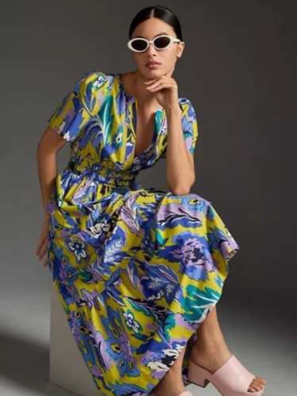 Anthropologie Somerset Floral Tiered Cotton Maxi Dress
